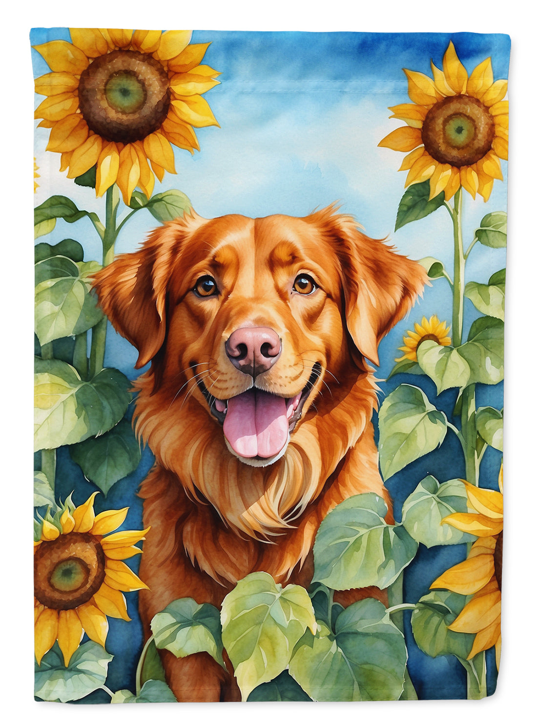 Nova Scotia Duck Toller in Sunflowers Garden Flag-0